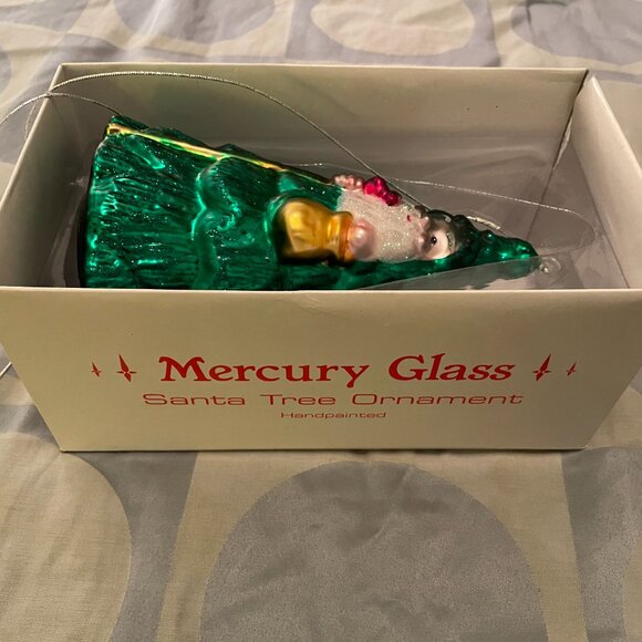 Vintage Department 56 Mercury Glass Santa Tree Holiday Christmas Ornament - Picture 3 of 3